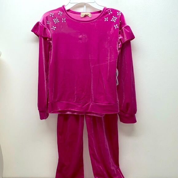 đ„ Btween velvet pink 2 pc setâsweater & pants sz 10 New - Picture 1 of 5
